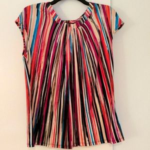 Worthington Multicolor Short Sleeve Blouse (L)